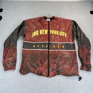 Vintage Leslie Jordan Windbreaker Jacket Mens Large Red ING NYC Marathon 2004